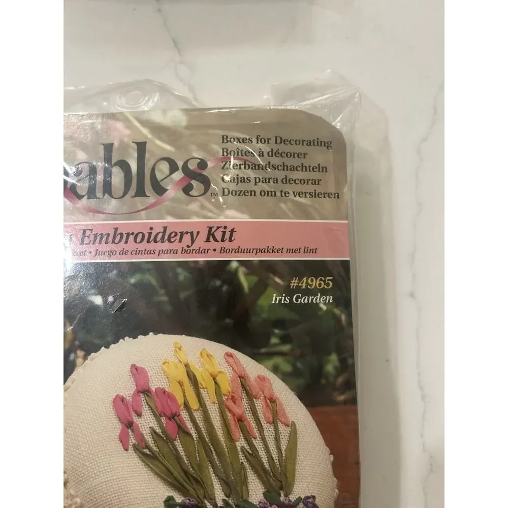 Vtg‎ The Beadery Adorables Iris Garden Silk Ribbon Embroidery Ring Box #4965 NEW